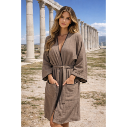 Müslin Kadın Sabahlık - Bornoz - İstiridye Dikiş Detaylı