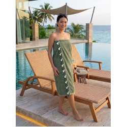 %100 Pamuklu Plaj Havlusu - Püskül Detaylı - Su Emici Havlu