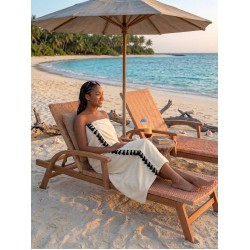 %100 Pamuklu Plaj Havlusu - Püskül Detaylı - Su Emici Havlu