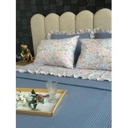 Çift Kişilik Pike Takımı Kiraz Çiçeği desenli 6 parça pike seti